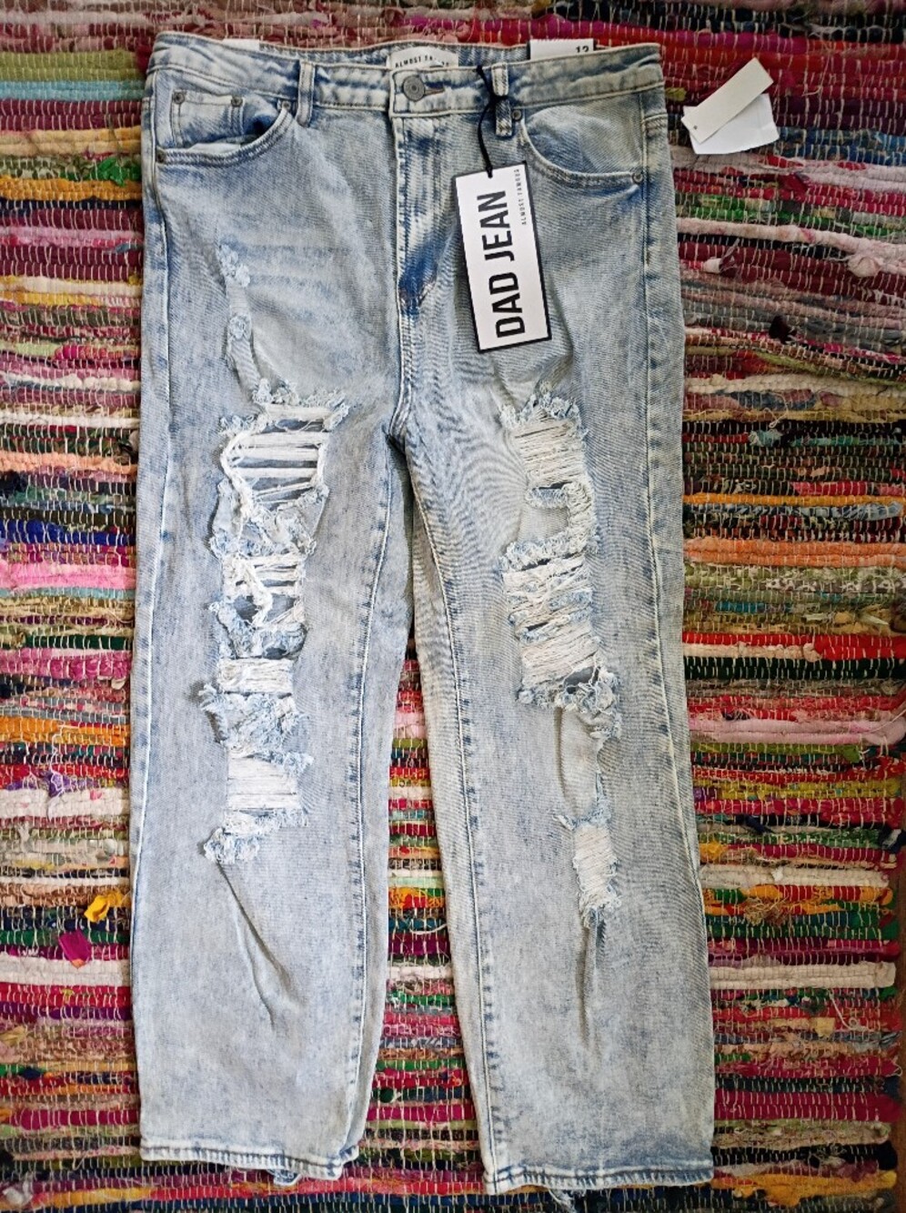 Almost Famous Light Wash Ripped Dad Jeans